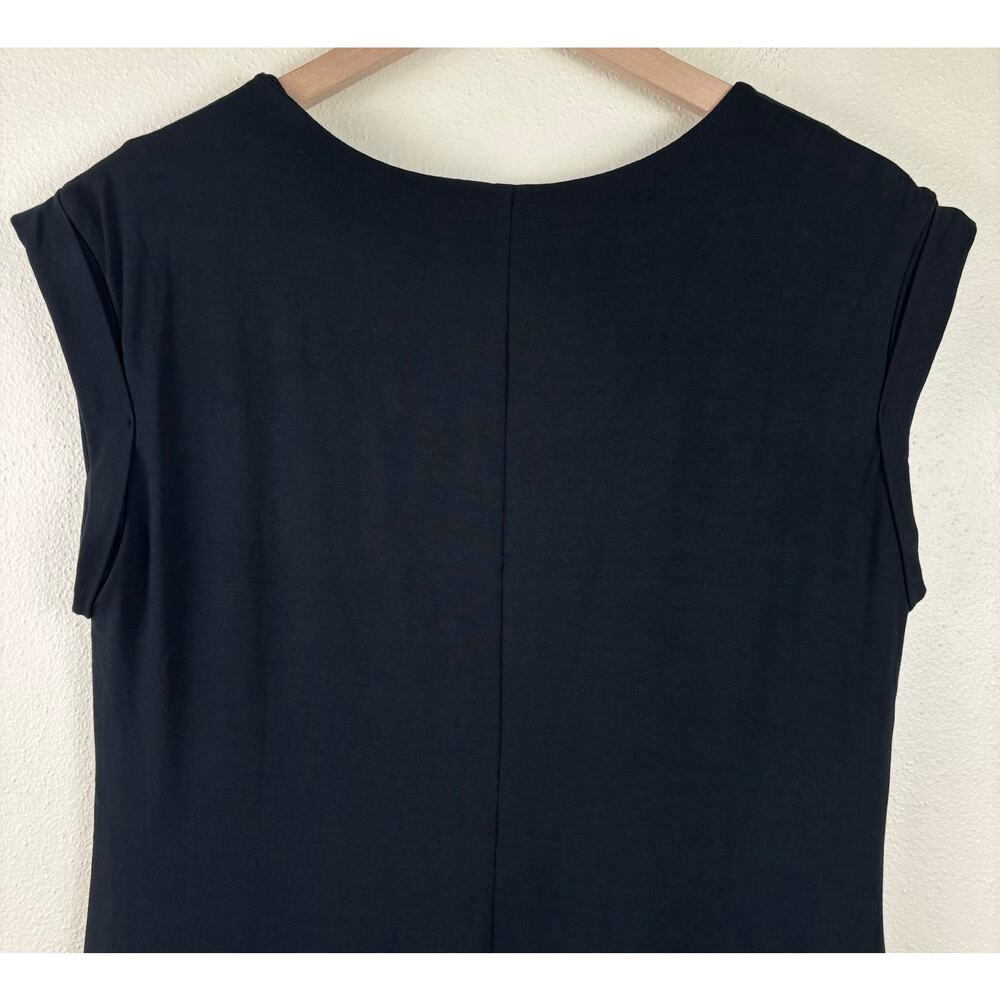 Banana Republic Midi T-Shirt Dress Black Size Small Scoop Neck Stretch - Picture 11 of 12